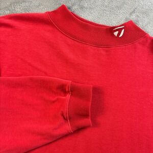 TaylorMade Men's XXL Red Mock Neck Long Sleeve Golf Shirt Classic Logo Cotton
